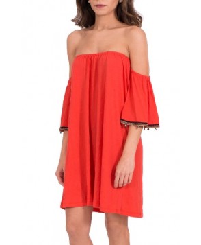 Pitusa Salsa Off The Shoulder Cover-Up Dress - Red