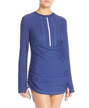Mott 50 'Sonja' Long Sleeve Half Zip Convertible Swimdress - Blue