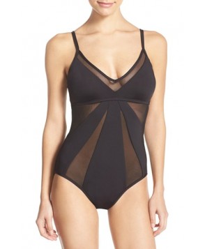 Kenneth Cole New York 'Sheer Satisfaction' One-Piece Swimsuit - Black