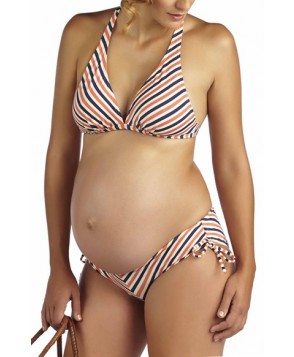 Pez D'Or 'Mykonos' Chevron Stripe Maternity Bikini - Orange