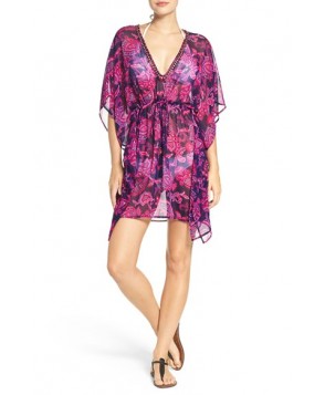 Tommy Bahama 'Jacobean' Beaded Neck Cover-Up Tunic/X-Large - Pink