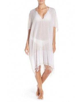 Caslon Fringe Cover-Up Tunic /Small - Beige