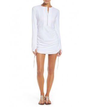 Mott 5 'Sonja' Long Sleeve Half Zip Convertible Swimdress  - White