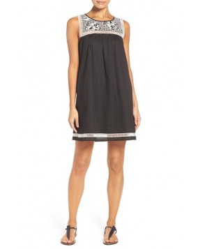 Tory Burch Embroidered Yoke Cover-Up Dress - Black
