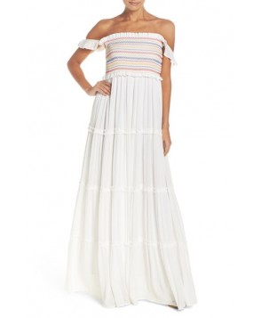 Tory Burch Smocked Cover-Up Maxi Dress