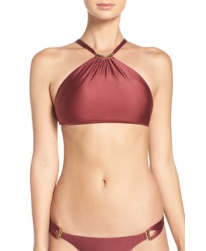  Vix Swimwear Thai Halter Bikini Top, Size D - Burgundy