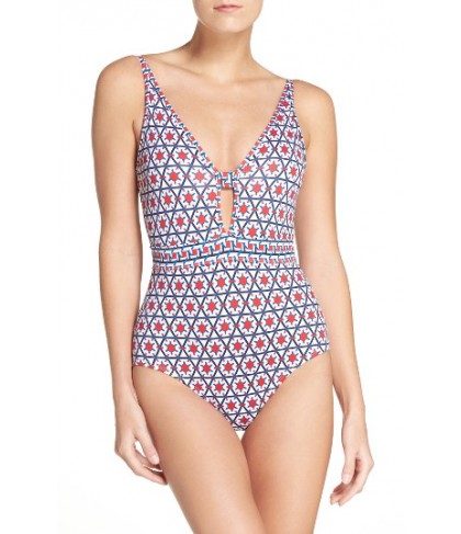 Tommy Bahama Geo-Graphy Low Back One-Piece Swimsuit