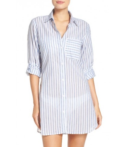 Tommy Bahama Ticking Stripe Cover-Up Shirt