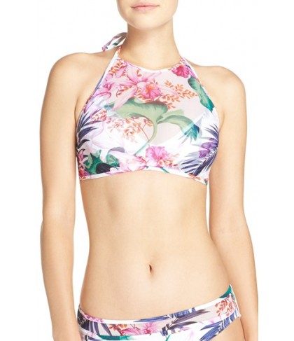 Tommy Bahama 'Orchid Canopy' High Neck Halter Bikini Top  - White