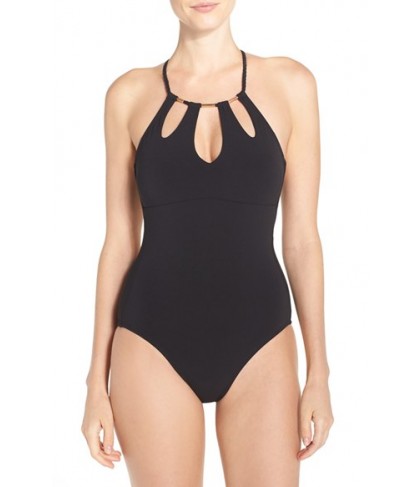 Robin Piccone High Neck One-Piece Swimsuit - Black